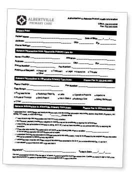 Marshall Family Medicine Medical Release Form